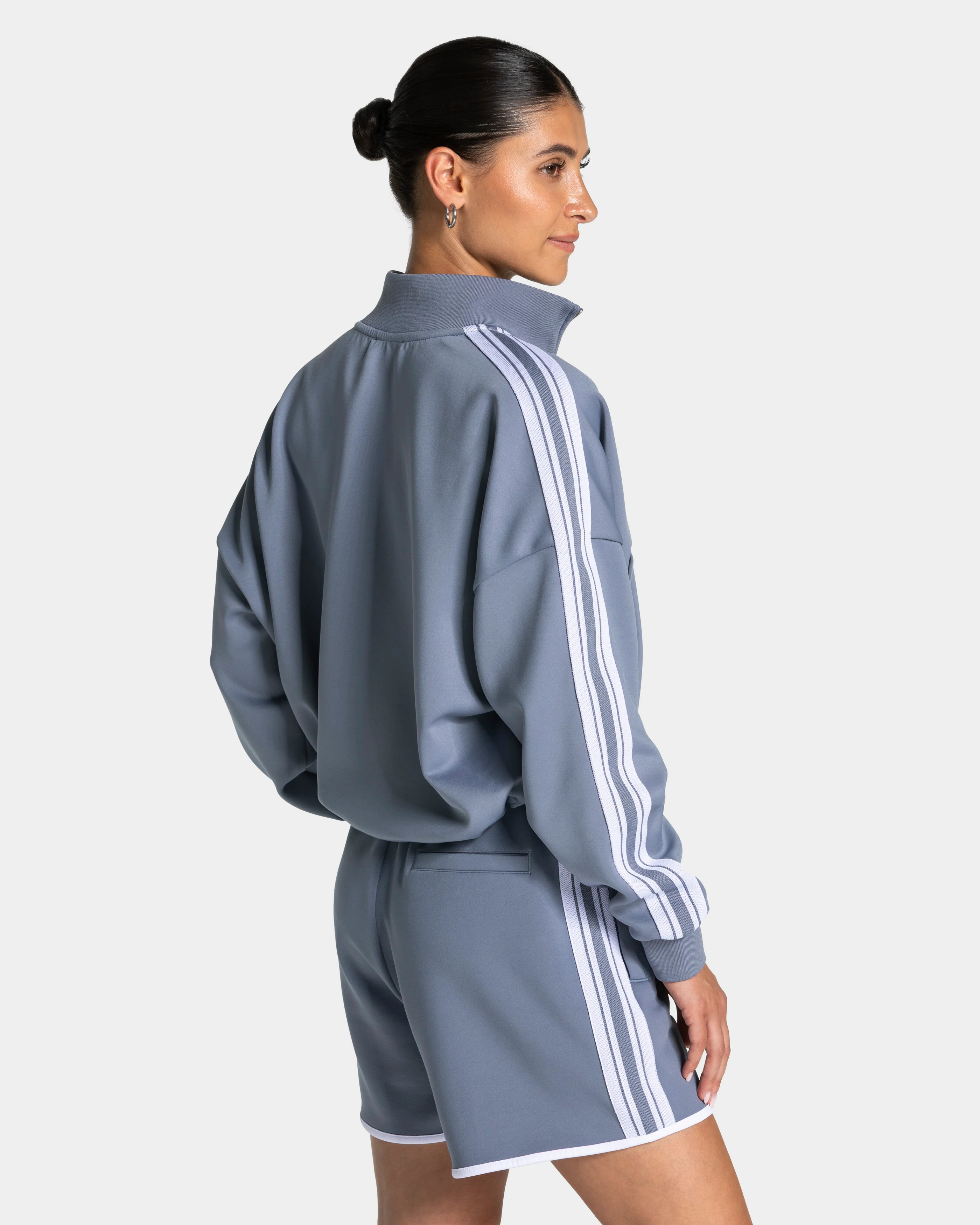 Club Cropped Zip Jacke "Stahlblau" - Image 2