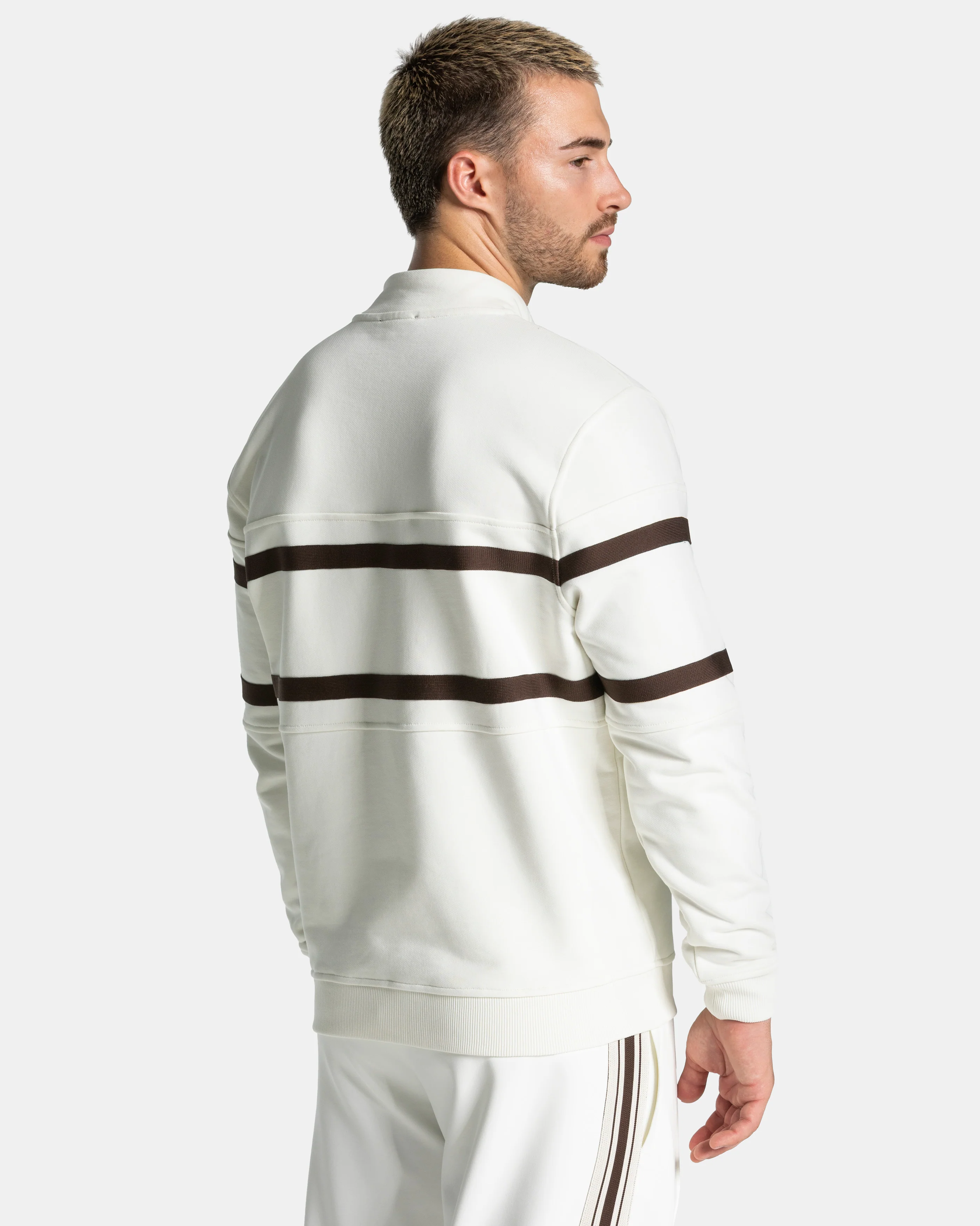 Club Half Zip Sweater "Off White - Espresso" - Image 2