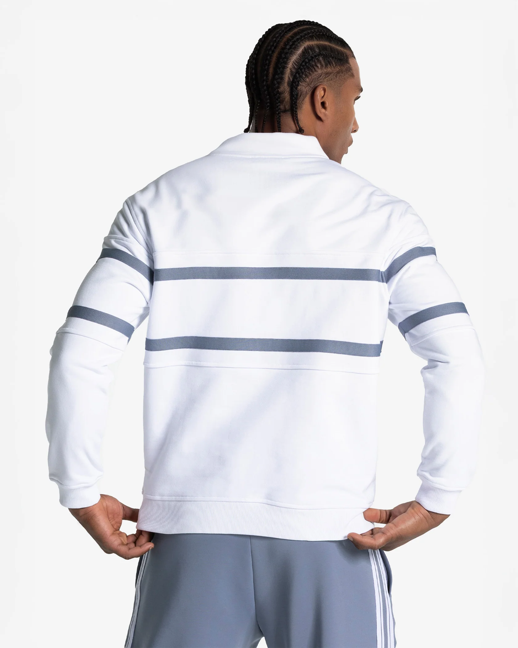 Club Half Zip Sweater "Weiß - Stahlblau" - Image 2