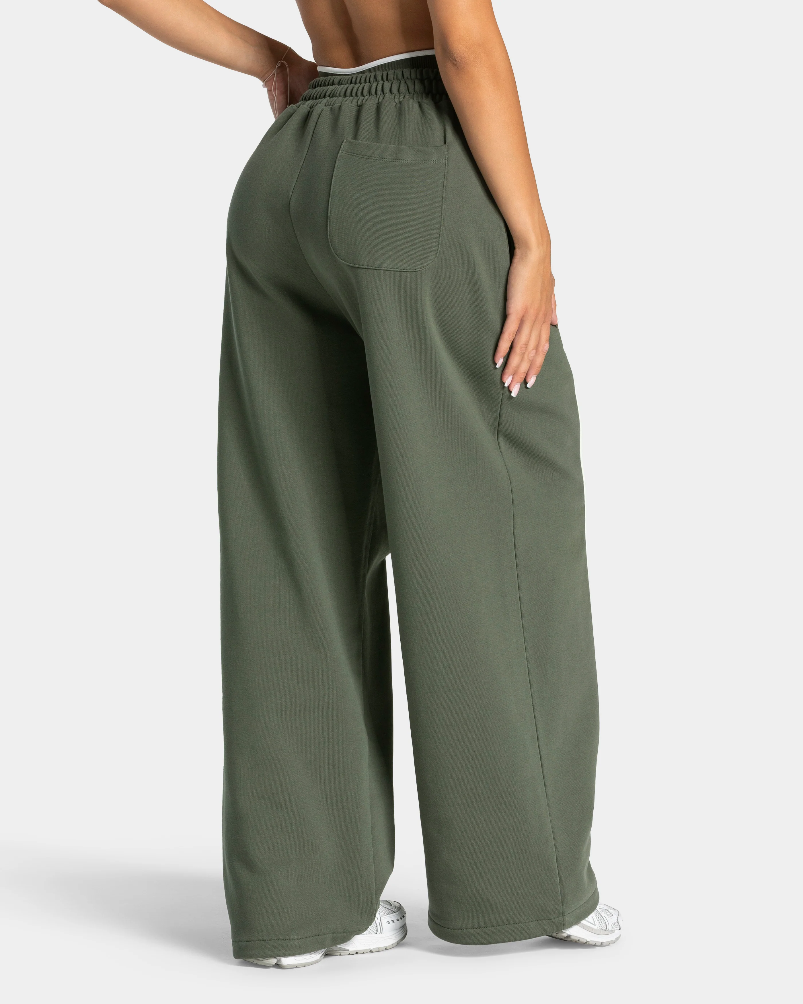 Contrastline Wide Leg Jogger "Khaki" - Image 2