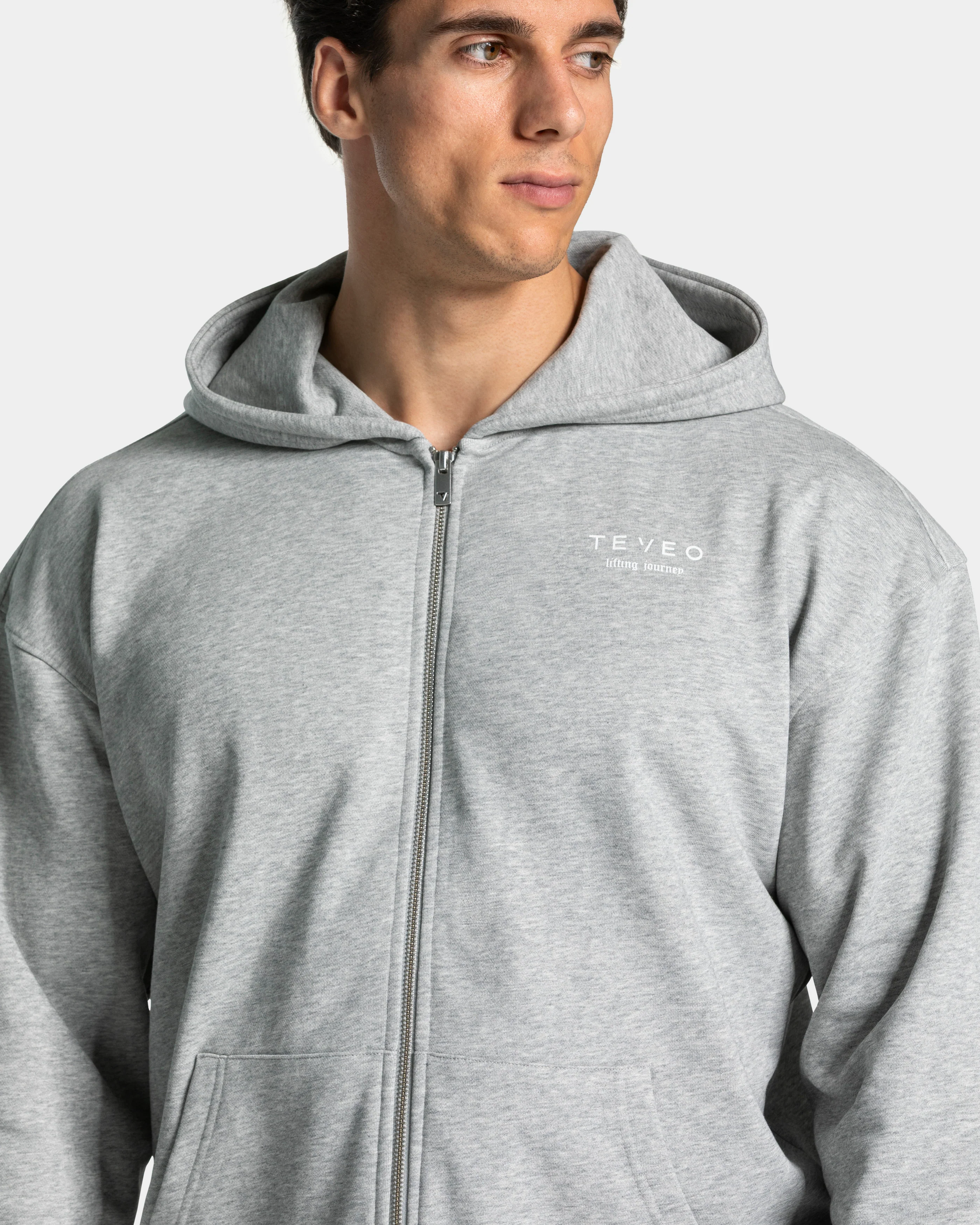Lifting Journey Zip Hoodie "Hellgrau Meliert" - Image 4